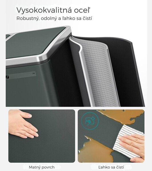 Koš za ločevanje odpadkov SORT 54 l (3×18 l), antracit/srebrna SongmicsHome