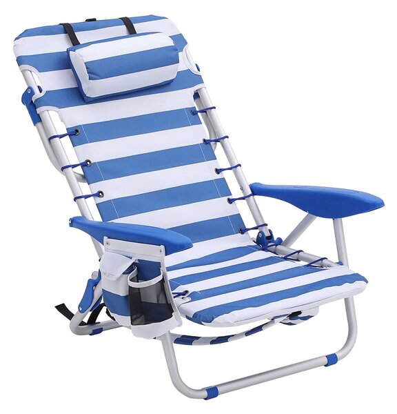 Plažni stol RHODOS, 68x63x75cm, bela/modra SongmicsHome