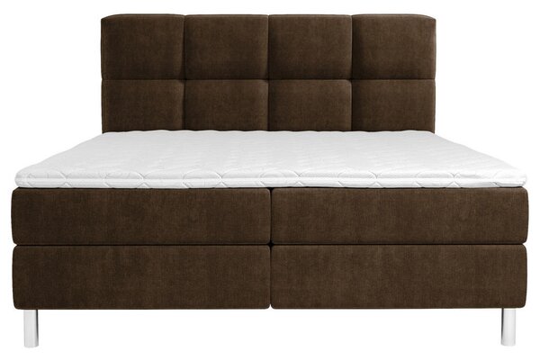POSTELJA Z VZMETNICO 140 cm x 200 cm , tekstil temno rjava