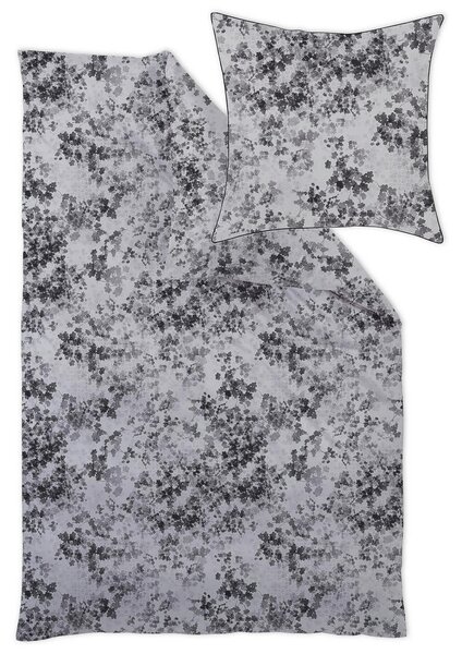 POSTELJNINA Flora 140/200 cm damast svilnato siva