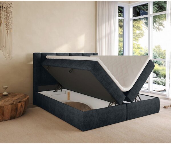 POSTELJA Z VZMETNICO 140 cm x 200 cm , tekstil antracit