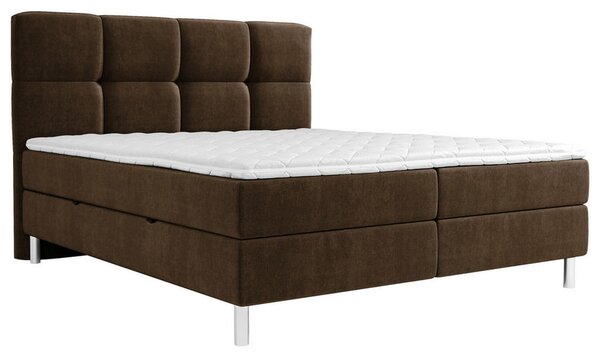 POSTELJA Z VZMETNICO 140 cm x 200 cm , tekstil temno rjava