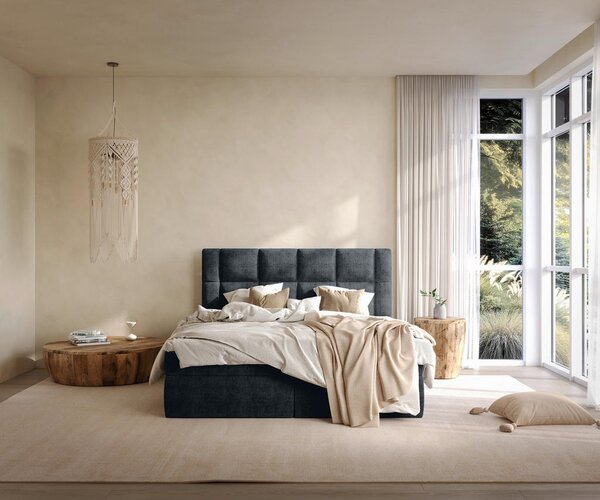 POSTELJA Z VZMETNICO 140 cm x 200 cm , tekstil antracit