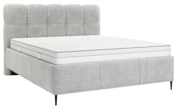 OBLAZINJENA POSTELJA 140 cm x 200 cm , tekstil srebrne barve