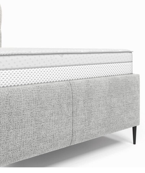 OBLAZINJENA POSTELJA 140 cm x 200 cm , tekstil srebrne barve