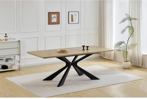P & B Raztegljiva Miza Lulea, Barva Hrasta, Črna, 160-210x90