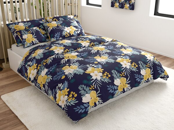 Posteljnina iz mikrovlaken FLOWERISH temno modra Dimenzije posteljnine: 70 x 90 cm | 140 x 200 cm