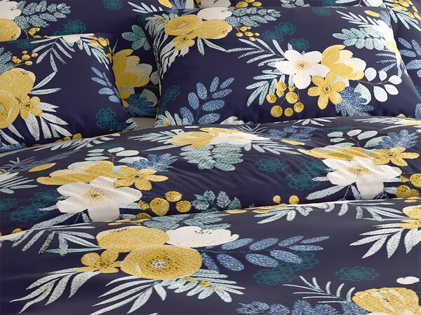 Posteljnina iz mikrovlaken FLOWERISH temno modra Dimenzije posteljnine: 70 x 90 cm | 140 x 200 cm