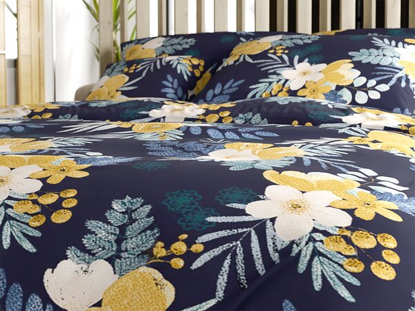 Posteljnina iz mikrovlaken FLOWERISH temno modra Dimenzije posteljnine: 70 x 90 cm | 140 x 200 cm