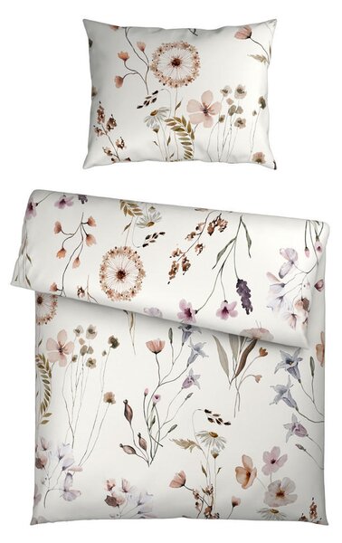OBOJESTRANSKA POSTELJNINA Mavie 140/200 cm saten naravne barve