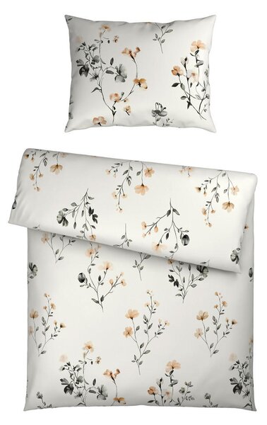 OBOJESTRANSKA POSTELJNINA Mavie 140/200 cm saten naravne barve