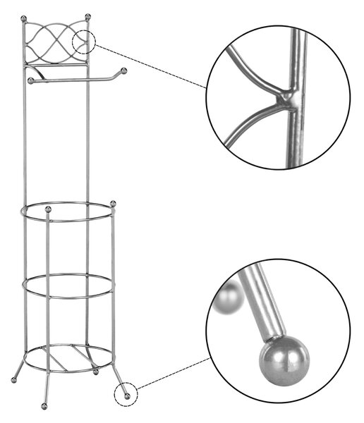 KONDELA Stojalo za toaletni papir, kovinsko/srebrno, BRIZO