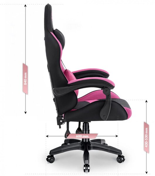 Gaming stol Rainbow Pink-Black Mesh