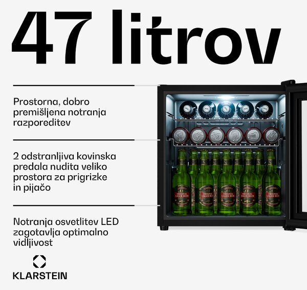 Klarstein Beersafe hladilnik za pijačo z zrcalnimi steklenimi vrati | 44 x 48 cm | Notranja LED osvetlitev