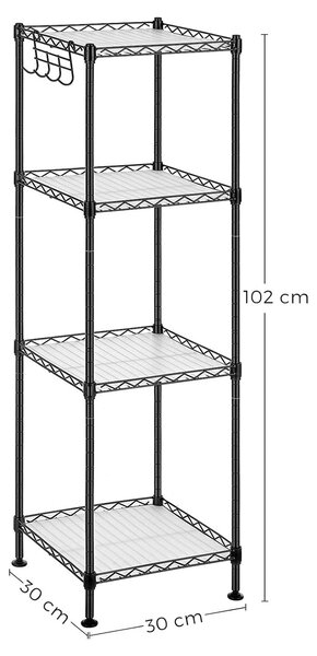 Kovinsko stojalo za shranjevanje, nosilnost do 80 kg, 30x30x102 cm, črna | SONGMICS