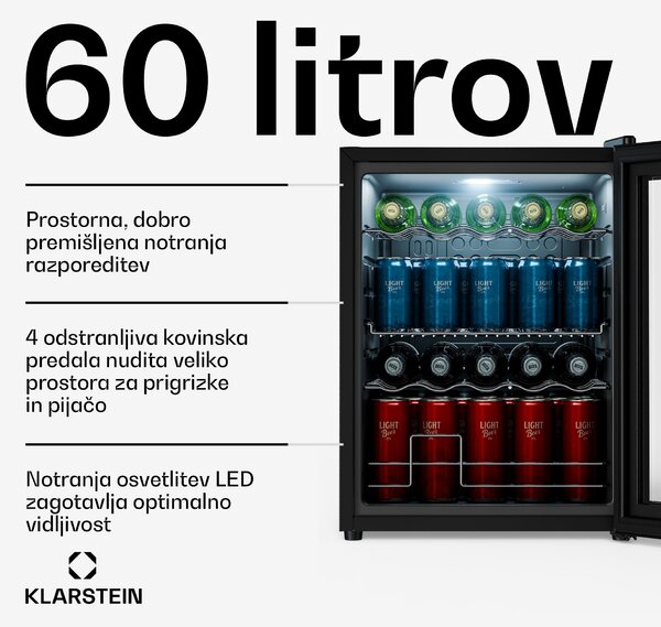 Klarstein Beersafe hladilnik za pijačo z zrcalnimi steklenimi vrati | 64 x 48 cm | Notranja LED osvetlitev