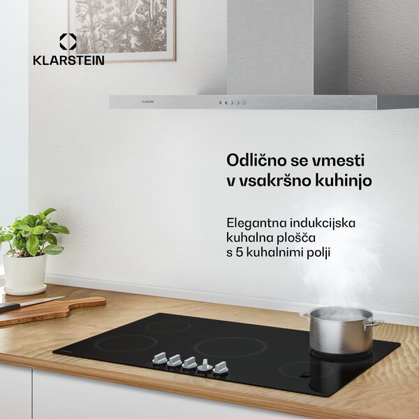Klarstein Kochheld indukcijska kuhalna plošča | Elegantna in zmogljiva | 5 kuhalnih con | 8700 W | 90 cm