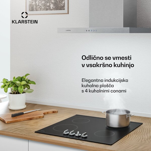 Klarstein Kochheld indukcijska kuhalna plošča | Elegantna in zmogljiva | 4 kuhalne cone | 7200 W | 60 cm