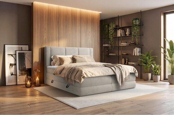 BOXSPRING POSTELJA 140 cm x 200 cm , tekstil bež