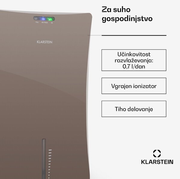 Klarstein DRYBEST 2000 2G, RJAVA, RAZVLAŽILNIK ZRAKA, IONIZATOR, 700 ML/D, 70 W