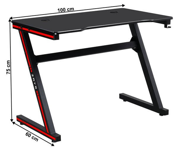 KONDELA Gaming miza/računalniška miza, črna/rdeča, MACKENZIE 100 cm