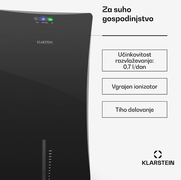 Klarstein DRYBEST 2000 2G, ČRN, RAZVLAŽILNIK ZRAKA, IONIZATOR, 700 ML/D, 70 W