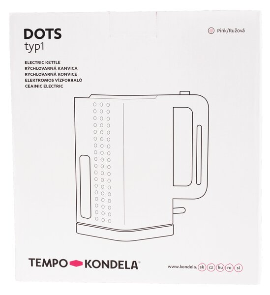 TEMPO-KONDELA DOTS TIP 1, električni grelnik vode, roza, 1,7 l