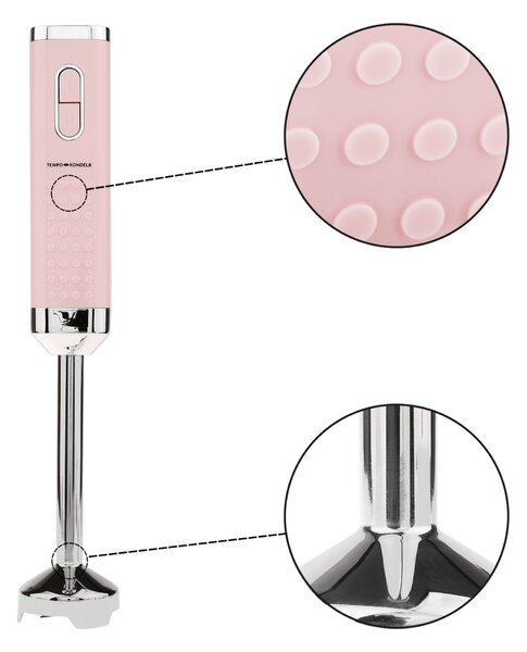 TEMPO-KONDELA DOTS TIP 5, palični mešalnik, roza, iz plastike/nerjavečega jekla