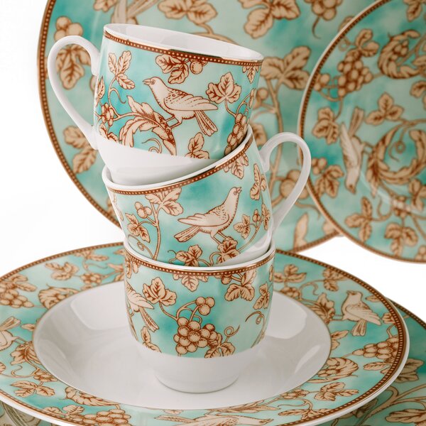 TEMPO-KONDELA DONATELLA TURQUOISE, jedilni servis, komplet 20 kosov, porcelan