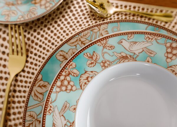 TEMPO-KONDELA DONATELLA TURQUOISE, jedilni servis, komplet 20 kosov, porcelan