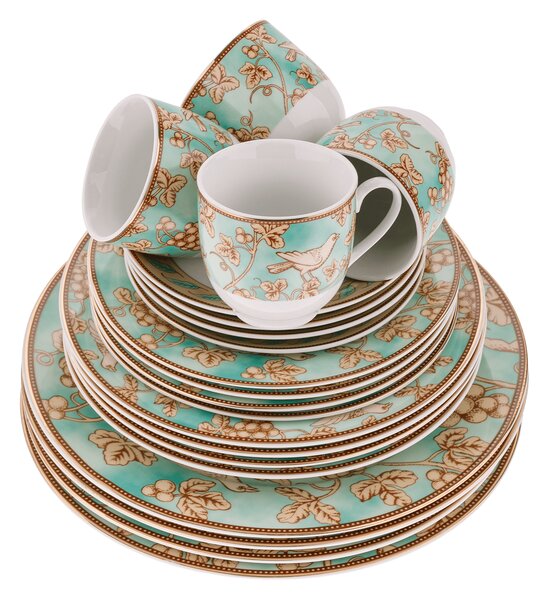 TEMPO-KONDELA DONATELLA TURQUOISE, jedilni servis, komplet 20 kosov, porcelan