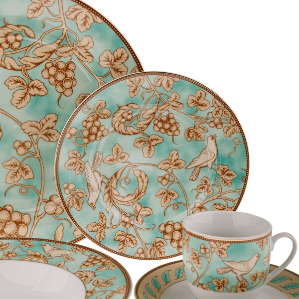 TEMPO-KONDELA DONATELLA TURQUOISE, jedilni servis, komplet 20 kosov, porcelan