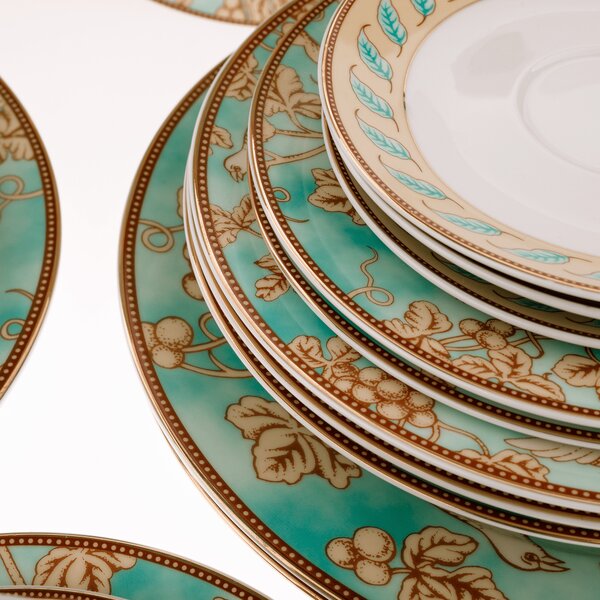 TEMPO-KONDELA DONATELLA TURQUOISE, jedilni servis, komplet 20 kosov, porcelan