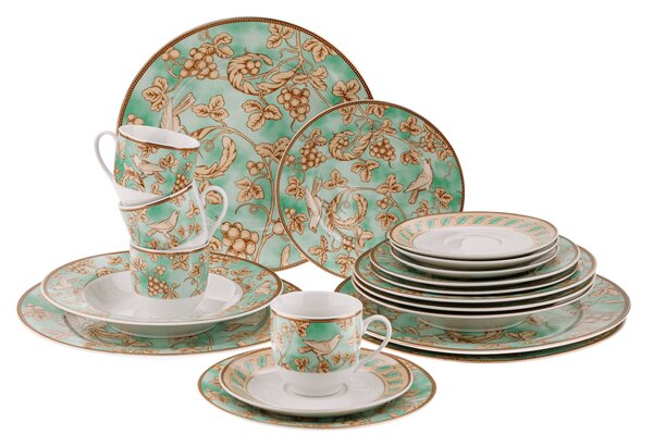 TEMPO-KONDELA DONATELLA TURQUOISE, jedilni servis, komplet 20 kosov, porcelan