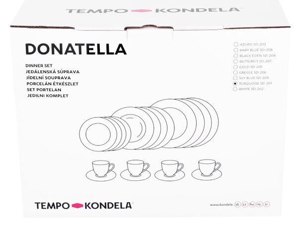 TEMPO-KONDELA DONATELLA TURQUOISE, jedilni servis, komplet 20 kosov, porcelan