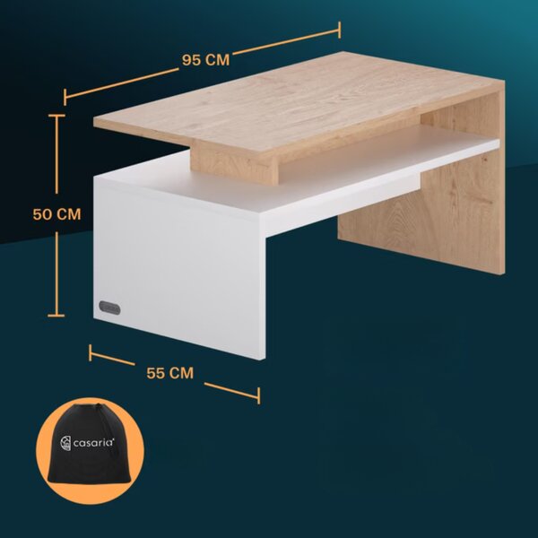 Klubska mizica SACRAMENTO, 95x55x50cm, bela/rjava Casaria