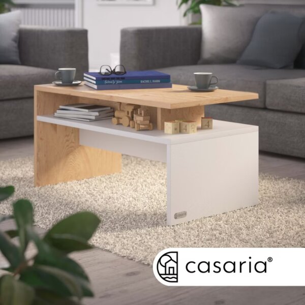 Klubska mizica SACRAMENTO, 95x55x50cm, bela/rjava Casaria