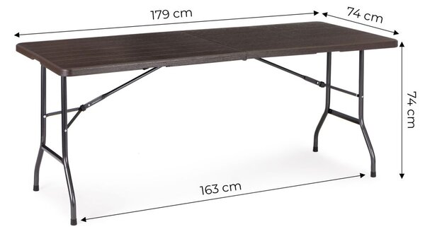 Gostinska zložljiva miza 180 cm - temno rjava