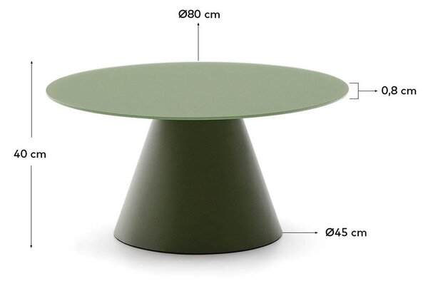 Zelena okrogla klubska mizica s stekleno mizno ploščo ø 80 cm Wilshire – Kave Home