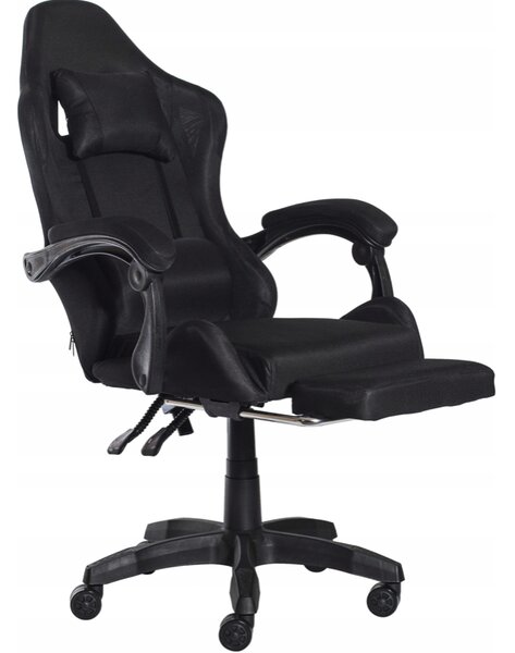 Ergonomski igralni stol CLASSIC z naslonom za noge črn