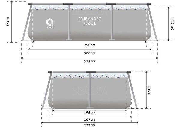 Vrtni bazen s filtracijo 300 x 207 x 65 cm