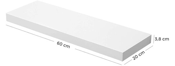 Stenska polica 60 x 20 x 3,8 cm, bela | VASAGLE