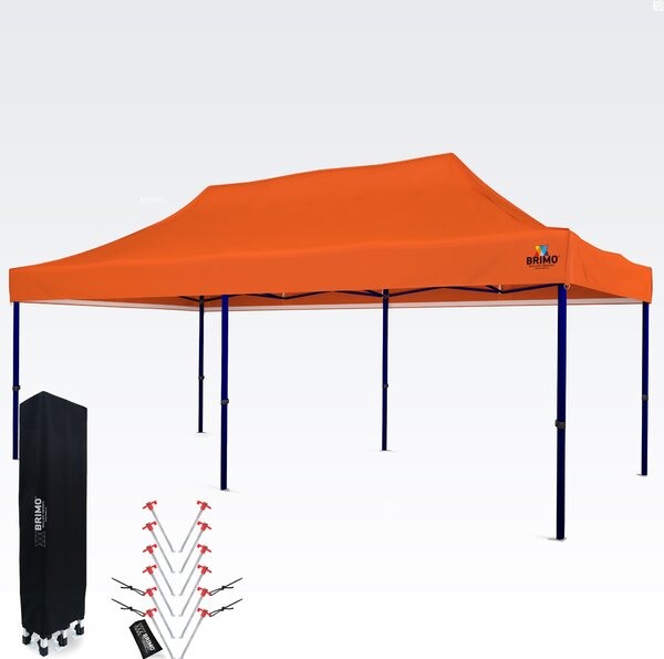 Nepremočiv Šotor za Zabave 3x6m – Brezskrbna Zabava pod 16,5m² Streho - brez 3 sten - Oranžna