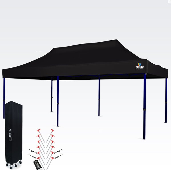 Nepremočiv Šotor za Zabave 3x6m – Brezskrbna Zabava pod 16,5m² Streho - brez 3 sten - Črna
