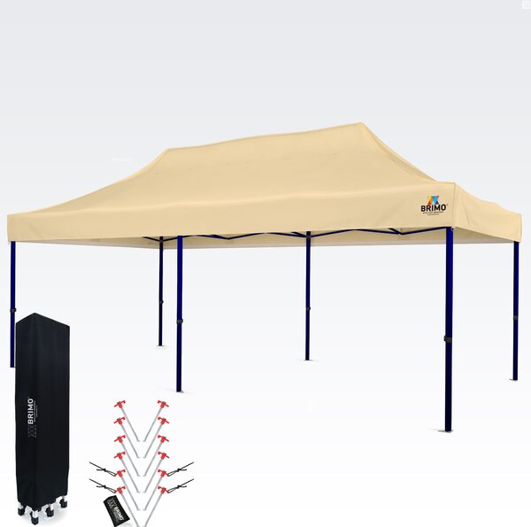 Nepremočiv Šotor za Zabave 3x6m – Brezskrbna Zabava pod 16,5m² Streho - brez 3 sten - Bež