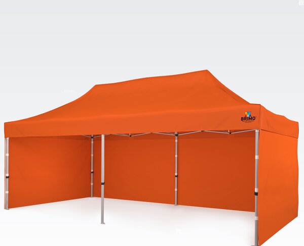 Profesionalen aluminijast zložljiv paviljon 3x6 m: Odporna streha za občinske in mestne prireditve - plus 3 stene - Orange