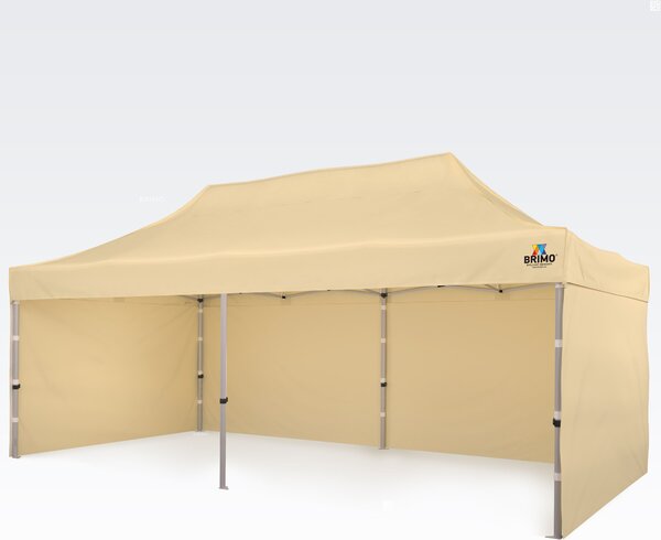 Profesionalen aluminijast zložljiv paviljon 3x6 m: Odporna streha za občinske in mestne prireditve - plus 3 stene - Bež