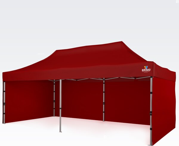 Profesionalen aluminijast zložljiv paviljon 3x6 m: Odporna streha za občinske in mestne prireditve - plus 3 stene - Rdeča