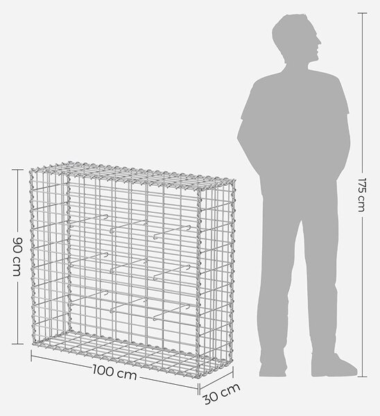 Gabionska košara, vrtna okrasna pregrada, 100 x 95 x 30 cm | SONGMICS