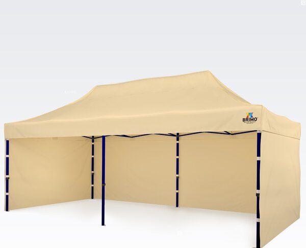 Vrtni paviljon 3×6 m – zložljiv s tremi stenami - plus 3 stene - Bež